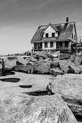 Mount Desert Rock Keeper's Building Ravaged by Storms -BW